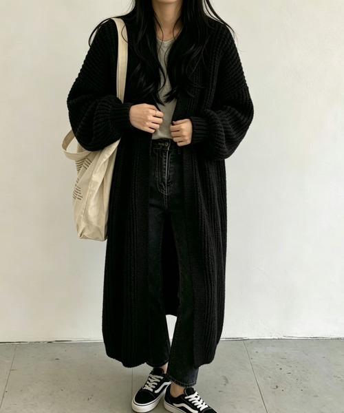 FLINEA(フリネア)の「ロングリラックスニットカーディガン(カーディガン/ボレロ・レディース・ブラック/グレー/モカ・FREE)」の8枚目の写真