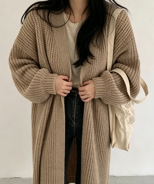 FLINEA(フリネア)の「ロングリラックスニットカーディガン(カーディガン/ボレロ・レディース・ブラック/グレー/モカ・FREE)」の17枚目の写真