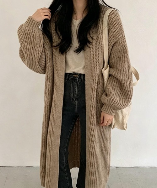 FLINEA(フリネア)の「ロングリラックスニットカーディガン(カーディガン/ボレロ・レディース・ブラック/グレー/モカ・FREE)」の18枚目の写真