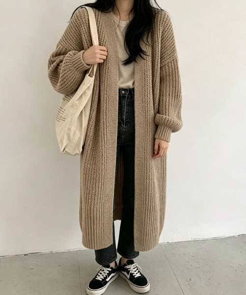 FLINEA(フリネア)の「ロングリラックスニットカーディガン(カーディガン/ボレロ・レディース・ブラック/グレー/モカ・FREE)」の20枚目の写真