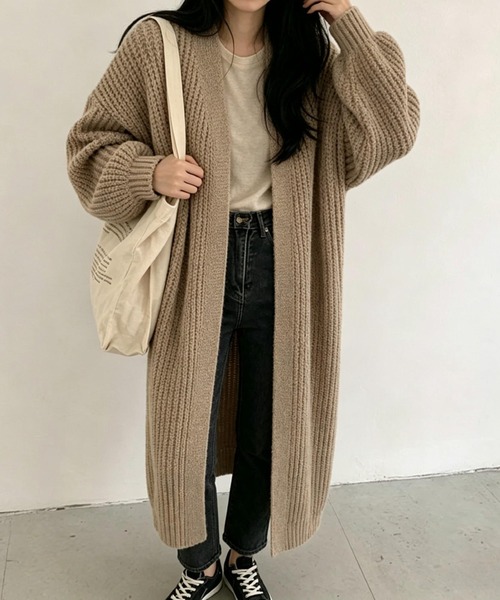FLINEA(フリネア)の「ロングリラックスニットカーディガン(カーディガン/ボレロ・レディース・ブラック/グレー/モカ・FREE)」の21枚目の写真