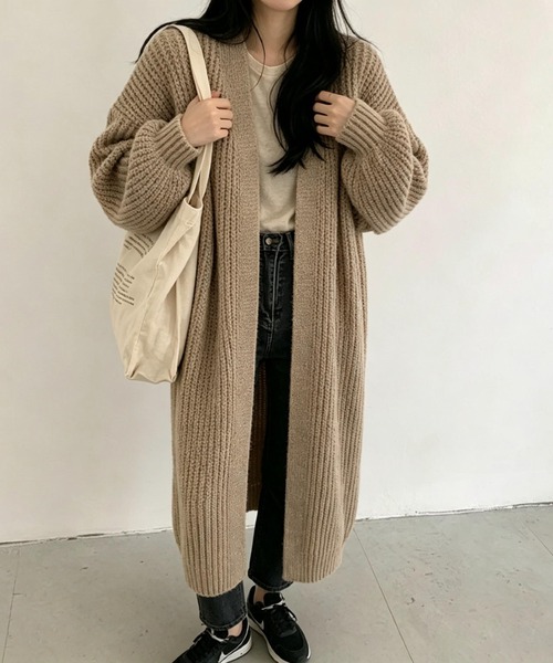 FLINEA(フリネア)の「ロングリラックスニットカーディガン(カーディガン/ボレロ・レディース・ブラック/グレー/モカ・FREE)」の22枚目の写真