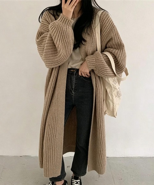 FLINEA(フリネア)の「ロングリラックスニットカーディガン(カーディガン/ボレロ・レディース・ブラック/グレー/モカ・FREE)」の19枚目の写真
