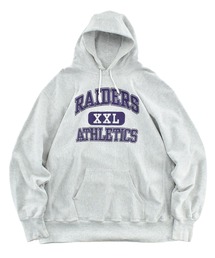 【USED】90’s RUGGED POINT “RAIDERS ATHLETICS” リバースタイプ フーディ USA製