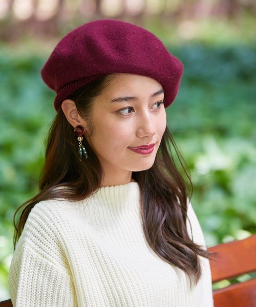 VIS（ビス）の「★ヒルナンデス!放映★【non-no1月号掲載】フェルトベレー帽（ハンチング/ベレー帽・レディース・ライトグレー/キャメル/ボルドー/グリーン系その他/ネイビー/ブラック/チャコールグレー・F）」の7枚目の写真