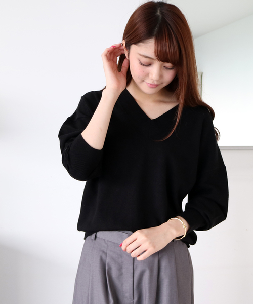 N.(N. Natural Beauty Basic)(エヌエヌナチュラルビューティーベーシック)の「レーヨンナイロンニット(ニット/セーター・レディース・ブラック/グレー/ブルー/ブラウン・MEDIUM)」の2枚目の写真