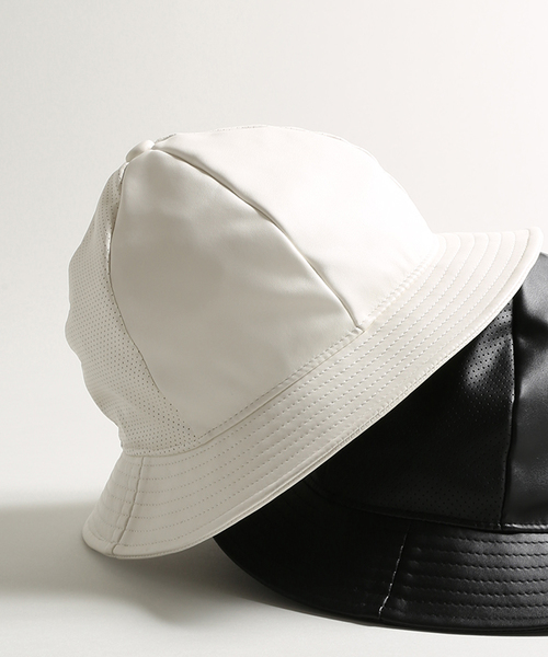 WEGO(ウィゴー)の「WEGO/パンチングフェイクレザーメトロハット(ハット・メンズ・ホワイト/ブラック・FREE)」の1枚目の写真