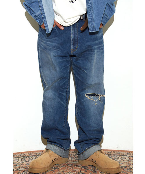 BUCCA 44(ブッカフォーティーフォー)の「【BUCCA 44】Damage Denim Pants/ダメージデニムパンツ(デニムパンツ・メンズ・インディゴブルー・LARGE/XXX-LARGE/X-LARGE/4XL/5XL/XX-LARGE)」の1枚目の写真