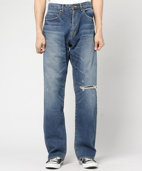 BUCCA 44(ブッカフォーティーフォー)の「【BUCCA 44】Damage Denim Pants/ダメージデニムパンツ(デニムパンツ・メンズ・インディゴブルー・LARGE/XXX-LARGE/X-LARGE/4XL/5XL/XX-LARGE)」の4枚目の写真