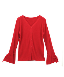 Luz Llena (philter) | 袖リボンVネックリブカーディガン(カーディガン/ボレロ)