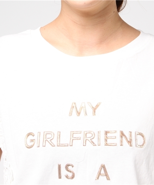 salle de bal（サルデバル）の「レース袖シャイニープリントTシャツ（Tシャツ/カットソー・レディース・ベージュ/ホワイト・FREE）」の6枚目の写真