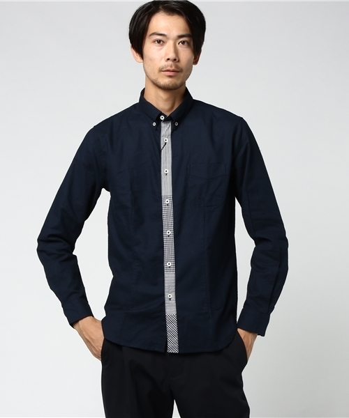 M F Editorial エムエフエディトリアル の エムエフエディトリアルメンズ M F Editorial Men オックス前立て 切替ボタンダウン長袖シャツ シャツ ブラウス Wear