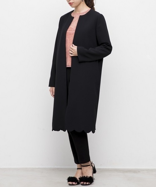 kaene（カエン）の「スカラップコート（その他アウター・レディース・ブラック/ピンクベージュ・36/38）」の3枚目の写真