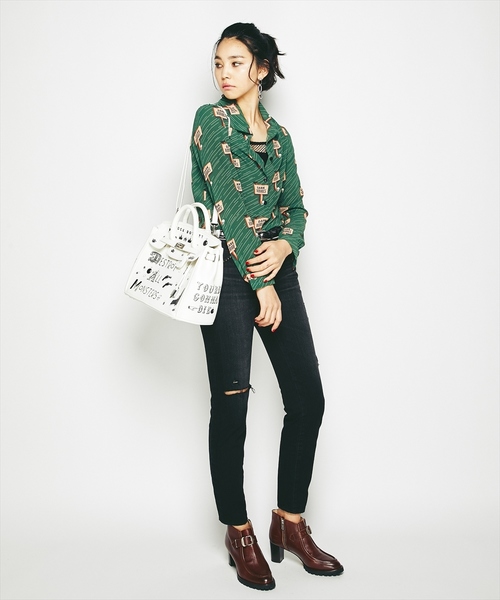 HYSTERIC GLAMOUR（ヒステリックグラマー）の「USED加工ISKOデニム スリムパンツ（デニムパンツ・レディース・ブラック/インディゴブルー・24inch/27inch/26inch/25inch/28inch）」の6枚目の写真