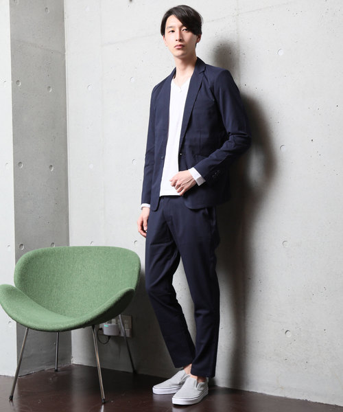 TopIsm（トップイズム）の「ストレッチ TRテーラードジャケット テーパード イージーパンツ セットアップ スーツ（セットアップ・メンズ・ネイビー/チャコール/グレー/ストライプ/ブラック/チェック・L/M）」の4枚目の写真