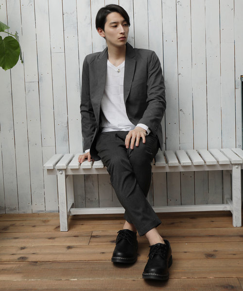 TopIsm（トップイズム）の「ストレッチ TRテーラードジャケット テーパード イージーパンツ セットアップ スーツ（セットアップ・メンズ・ネイビー/チャコール/グレー/ストライプ/ブラック/チェック・L/M）」の3枚目の写真