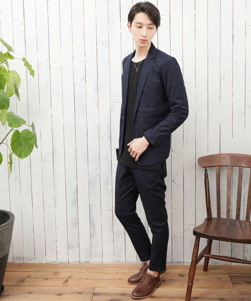 TopIsm（トップイズム）の「ストレッチ TRテーラードジャケット テーパード イージーパンツ セットアップ スーツ（セットアップ・メンズ・ネイビー/チャコール/グレー/ストライプ/ブラック/チェック・L/M）」の20枚目の写真