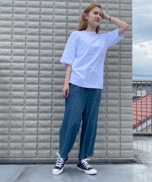 BEATJIVE（ビートジャイブ）の「肉厚コットン 半袖 ポケット Tシャツ ヘビーウェイト  無地 レディース（Tシャツ/カットソー・レディース・ホワイト/ブラック・MEDIUM/LARGE/X-LARGE）」の5枚目の写真