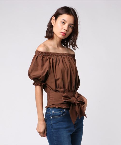 rienda - リエンダ♡6/11 23:00までお値下げ！！オフショルシャーリングリボンTOP セール】オフショルシャーリングリボントップス②（Tシャツ