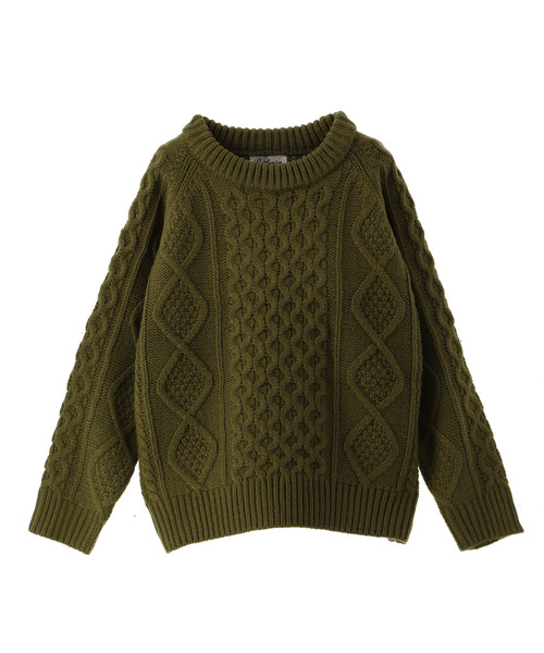 Catherine Cottage（キャサリンコテージ）の「フィッシャーマンニット（ニット/セーター・キッズ・ブラック/エンジ/ネイビー/チャコールグレー/グレー/グリーン/アイボリー/スモークピンク・100/110/120/130/140）」の6枚目の写真