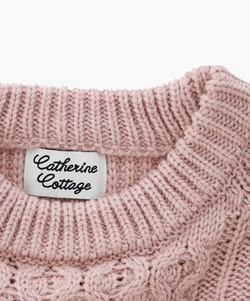 Catherine Cottage（キャサリンコテージ）の「フィッシャーマンニット（ニット/セーター・キッズ・ブラック/エンジ/ネイビー/チャコールグレー/グレー/グリーン/アイボリー/スモークピンク・100/110/120/130/140）」の11枚目の写真