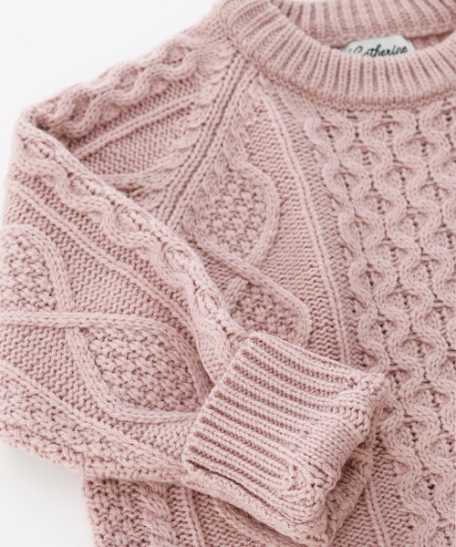 Catherine Cottage（キャサリンコテージ）の「フィッシャーマンニット（ニット/セーター・キッズ・ブラック/エンジ/ネイビー/チャコールグレー/グレー/グリーン/アイボリー/スモークピンク・100/110/120/130/140）」の12枚目の写真