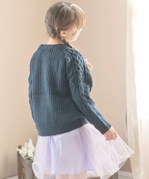 Catherine Cottage（キャサリンコテージ）の「フィッシャーマンニット（ニット/セーター・キッズ・ブラック/エンジ/ネイビー/チャコールグレー/グレー/グリーン/アイボリー/スモークピンク・100/110/120/130/140）」の20枚目の写真