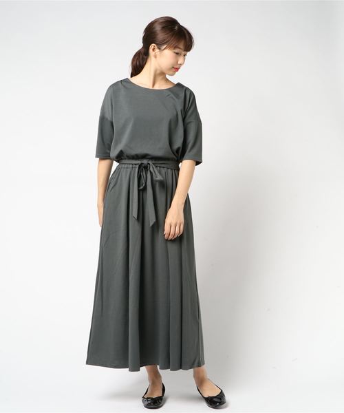 SHIPS Days（シップスデイズ）の「SHIPS DAYS:JERSEY LONG OP（ワンピース・レディース・ネイビー/オリーブ/カーキ・S～Ｍ/M～Ｌ）」の2枚目の写真