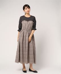 CHILLE | チェック柄ビスチェ切替ワンピース(ワンピース)