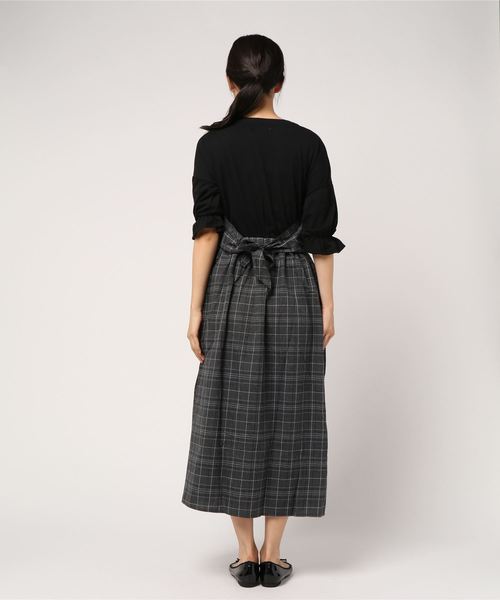 CHILLE（チル）の「チェック柄ビスチェ切替ワンピース（ワンピース・レディース・ベージュ/グレー・FREE）」の3枚目の写真