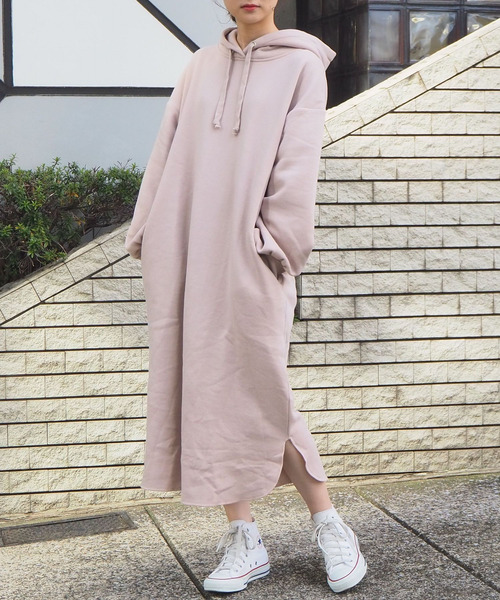 tiptop（ティップトップ）の「裏起毛スウェットパーカーワンピース（ワンピース・レディース・ブラック/グレー/ベージュ/ダークグリーン/グレイッシュベージュ/ブラウン・FREE）」の5枚目の写真