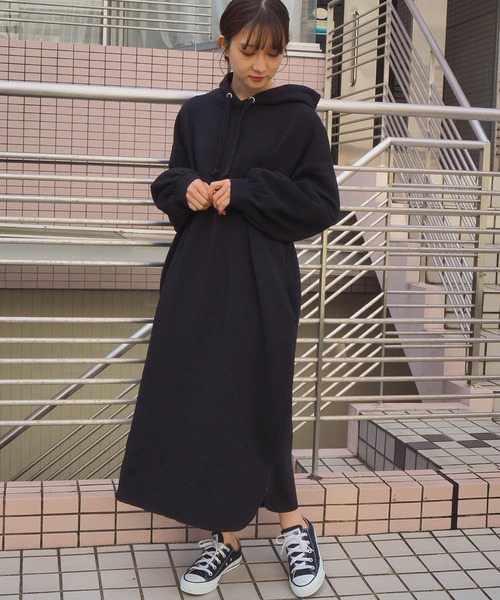 tiptop（ティップトップ）の「裏起毛スウェットパーカーワンピース（ワンピース・レディース・ブラック/グレー/ベージュ/ダークグリーン/グレイッシュベージュ/ブラウン・FREE）」の14枚目の写真