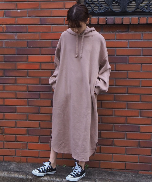 tiptop（ティップトップ）の「裏起毛スウェットパーカーワンピース（ワンピース・レディース・ブラック/グレー/ベージュ/ダークグリーン/グレイッシュベージュ/ブラウン・FREE）」の8枚目の写真