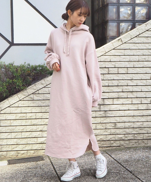 tiptop（ティップトップ）の「裏起毛スウェットパーカーワンピース（ワンピース・レディース・ブラック/グレー/ベージュ/ダークグリーン/グレイッシュベージュ/ブラウン・FREE）」の7枚目の写真