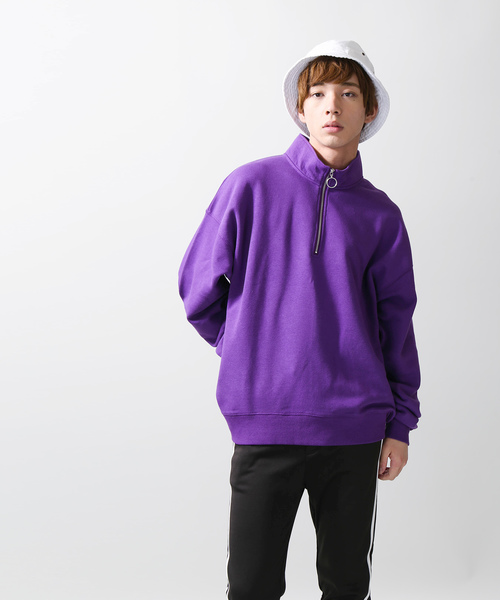 WEGO(ウィゴー)の「WEGO/ハーフZIPハイネックプルオーバースウェット(スウェット・メンズ・ワイン/パープル/ダークグリーン/ブラック・MEDIUM/LARGE/SMALL)」の7枚目の写真