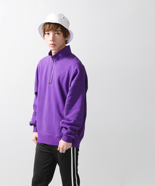 WEGO(ウィゴー)の「WEGO/ハーフZIPハイネックプルオーバースウェット(スウェット・メンズ・ワイン/パープル/ダークグリーン/ブラック・MEDIUM/LARGE/SMALL)」の18枚目の写真