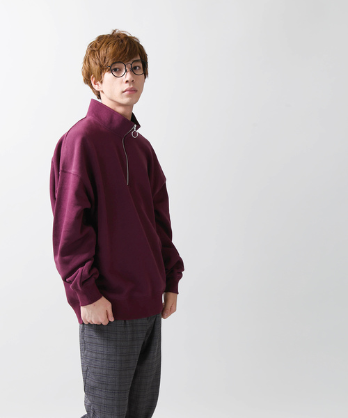 WEGO(ウィゴー)の「WEGO/ハーフZIPハイネックプルオーバースウェット(スウェット・メンズ・ワイン/パープル/ダークグリーン/ブラック・MEDIUM/LARGE/SMALL)」の14枚目の写真