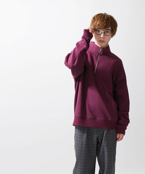 WEGO(ウィゴー)の「WEGO/ハーフZIPハイネックプルオーバースウェット(スウェット・メンズ・ワイン/パープル/ダークグリーン/ブラック・MEDIUM/LARGE/SMALL)」の12枚目の写真
