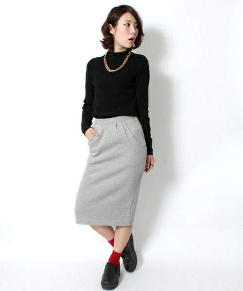 WEGO(ウィゴー)の「WEGO/スウェットペンシルスカート(スカート・レディース・ブラック/杢グレー/その他1/ブラック系その他/ネイビー・FREE)」の3枚目の写真