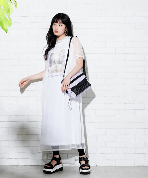 WEGO（ウィゴー）の「WEGO/メッシュポケットSTREETショルダーバッグ（ショルダーバッグ・レディース・ブラック/ピンク/その他1/ホワイト/グリーン系その他/ライトパープル・FREE）」の8枚目の写真