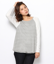 レーヨン混バイカラードレープカットソー