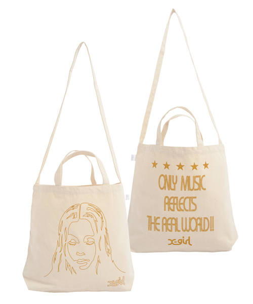 X-girl(エックスガール)の「FACE 2WAY BAG(ショルダーバッグ・レディース・ブラック/ゴールド・ONE SIZE)」の2枚目の写真