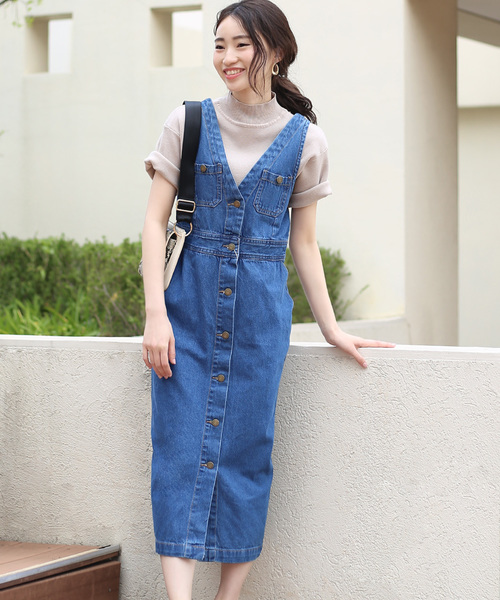 Bou Jeloud ブージュルード の Web限定 スタイルアップ 前ボタンデニムワンピース ワンピース Wear