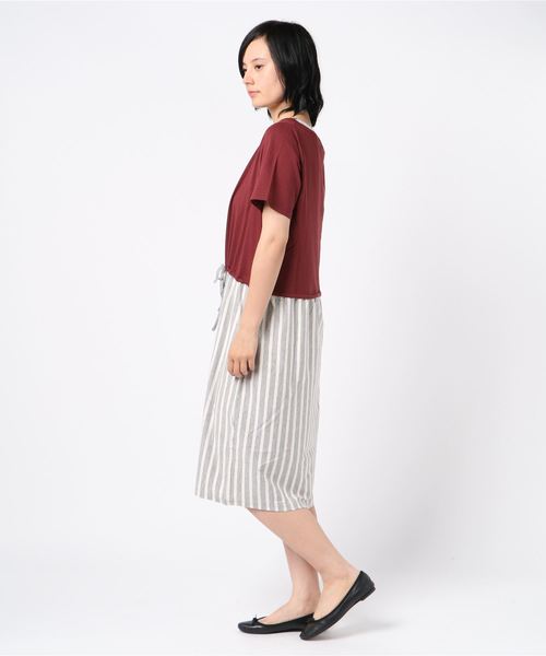 EVLOVE(イヴロヴ)の「ドロストゆったりドッキングワンピース(ワンピース・レディース・ネイビー/レッド・13号/15号)」の3枚目の写真
