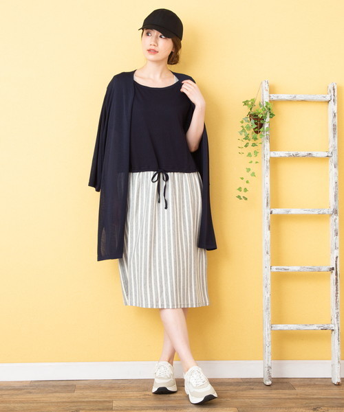 EVLOVE(イヴロヴ)の「ドロストゆったりドッキングワンピース(ワンピース・レディース・ネイビー/レッド・13号/15号)」の14枚目の写真