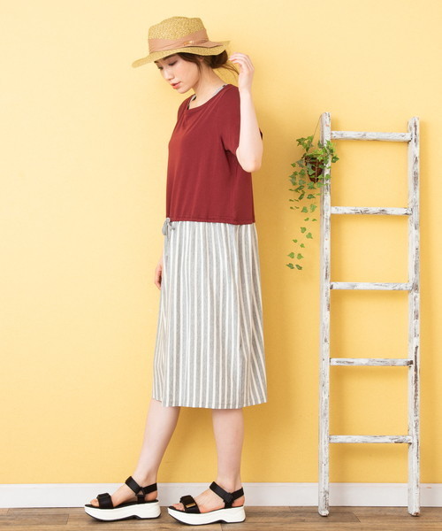 EVLOVE(イヴロヴ)の「ドロストゆったりドッキングワンピース(ワンピース・レディース・ネイビー/レッド・13号/15号)」の13枚目の写真