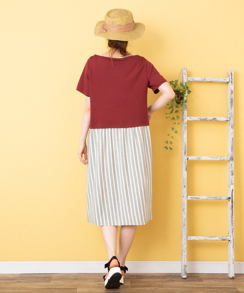 EVLOVE(イヴロヴ)の「ドロストゆったりドッキングワンピース(ワンピース・レディース・ネイビー/レッド・13号/15号)」の12枚目の写真