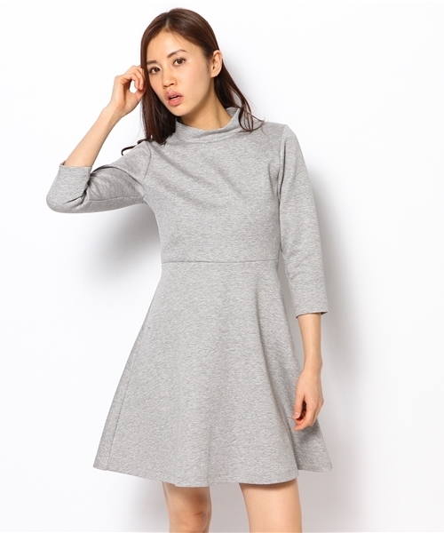 Ray BEAMS(レイビームス)の「◎Ray BEAMS / ハイネック フレアーワンピース(ワンピース・レディース・ネイビー/ライトグレー・1/0)」の1枚目の写真