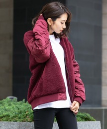 mili an deni（ミリアンデニ）の「ノーカラー袖切替ボアリバーシブルブルゾン（MA-1）」