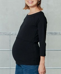 SweetMommy（スウィートマミー）の「すっきりラウンドネック授乳Tシャツ（8分袖）（マタニティウェア/グッズ・レディース）」